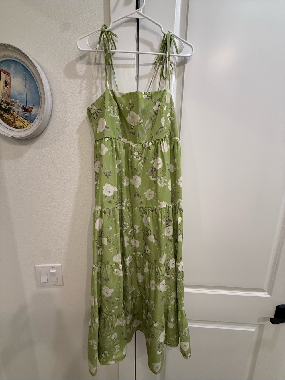 Vici Green Floral Tie-Shoulder Midi Dress